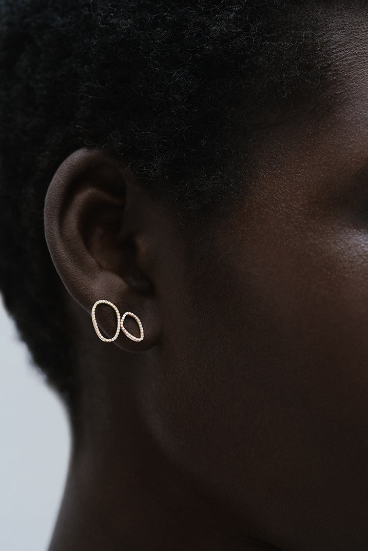 Big Bubble diamonds gold earring