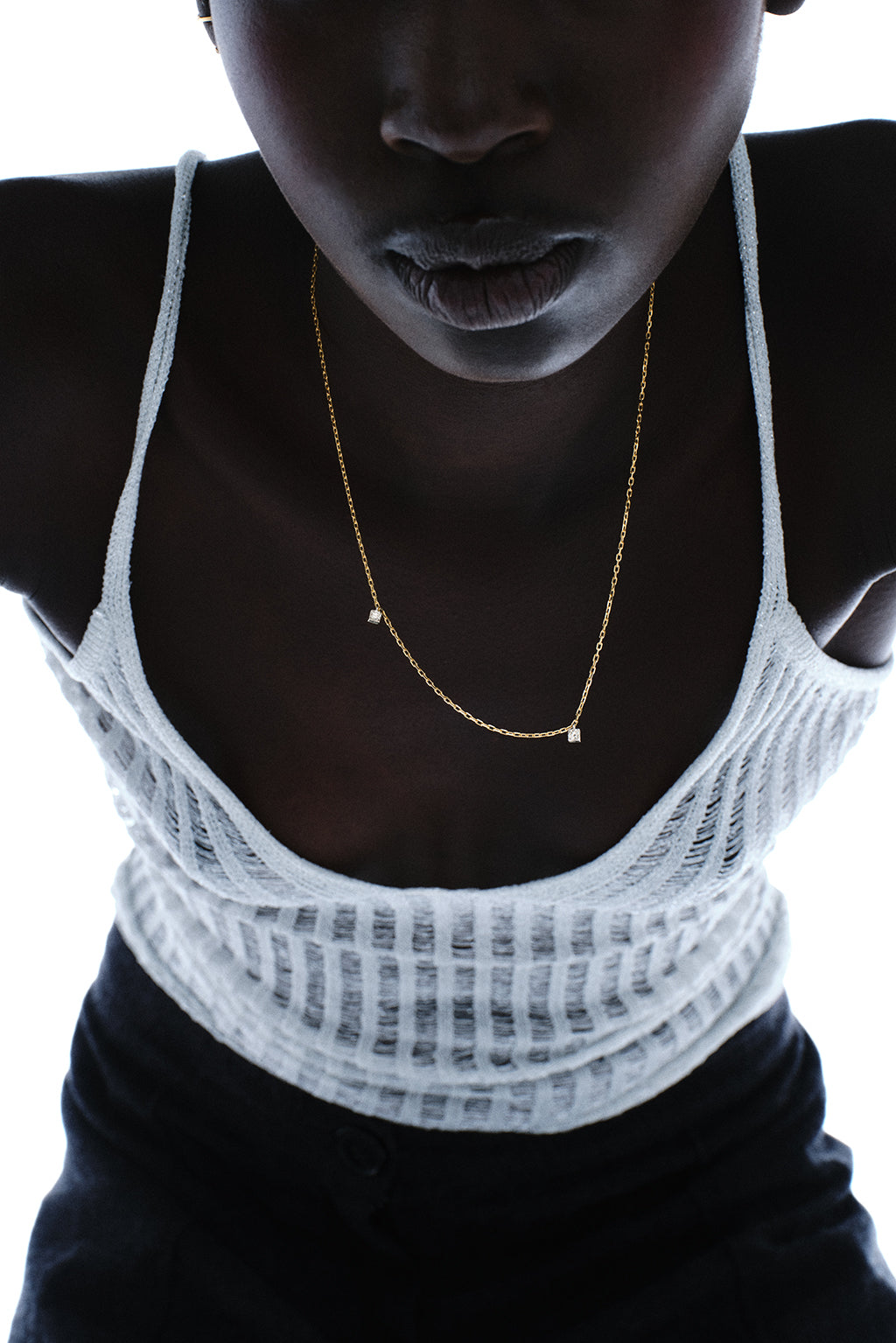 Dots diamonds gold necklace