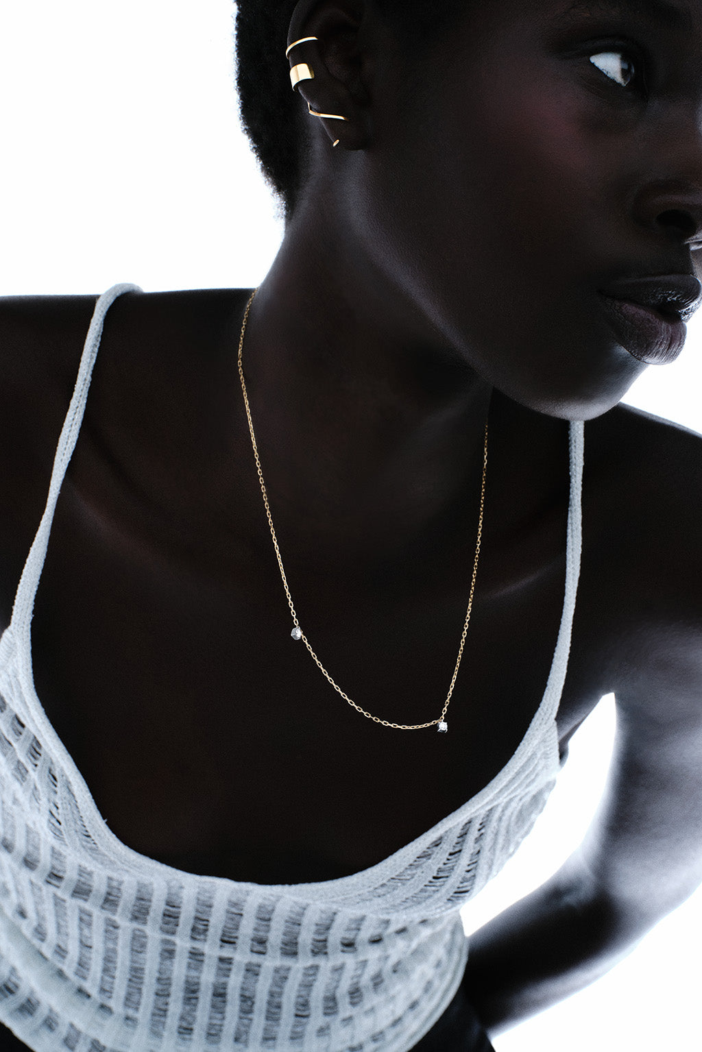 Dots diamonds gold necklace