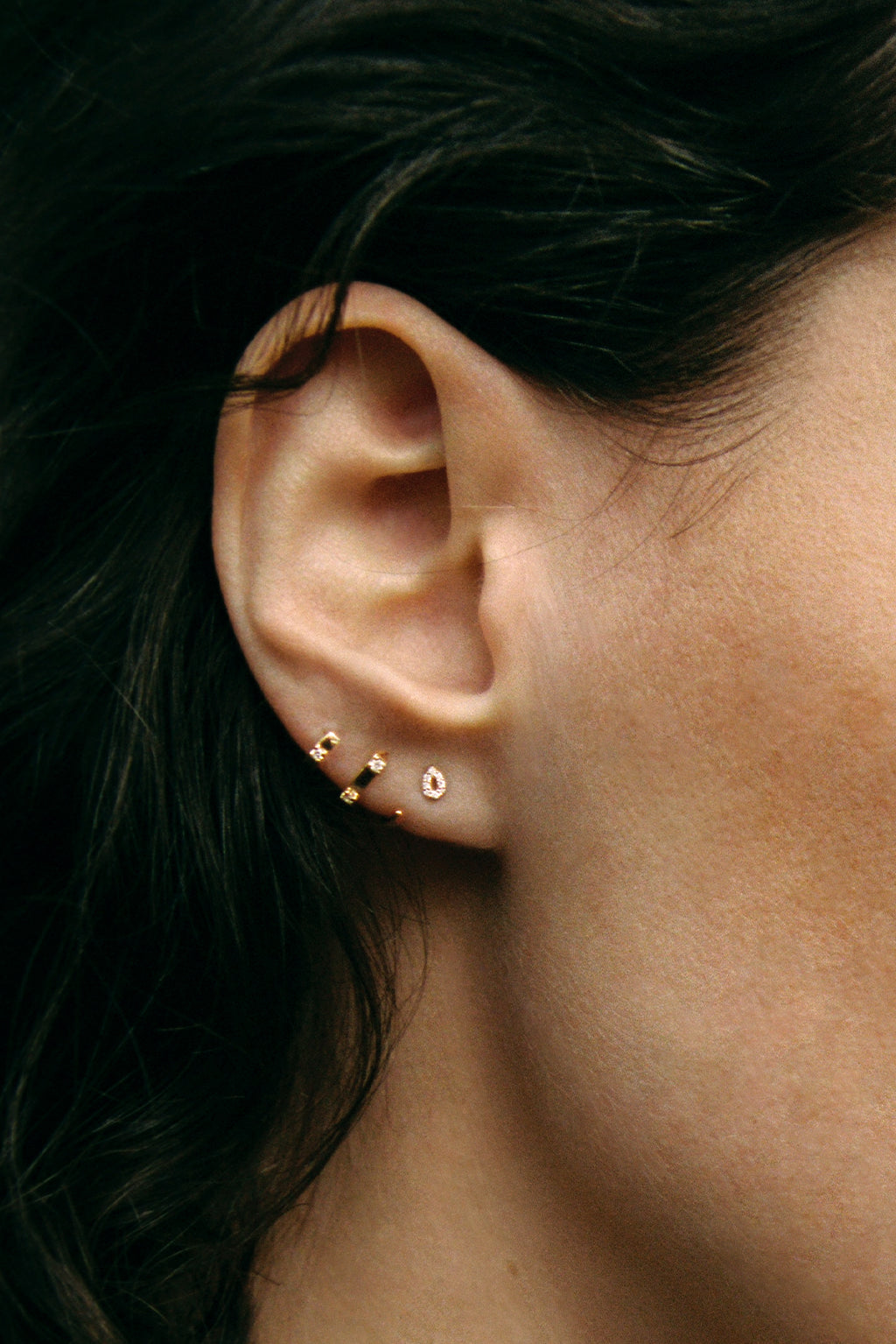 Double Tag Snake gold earring
