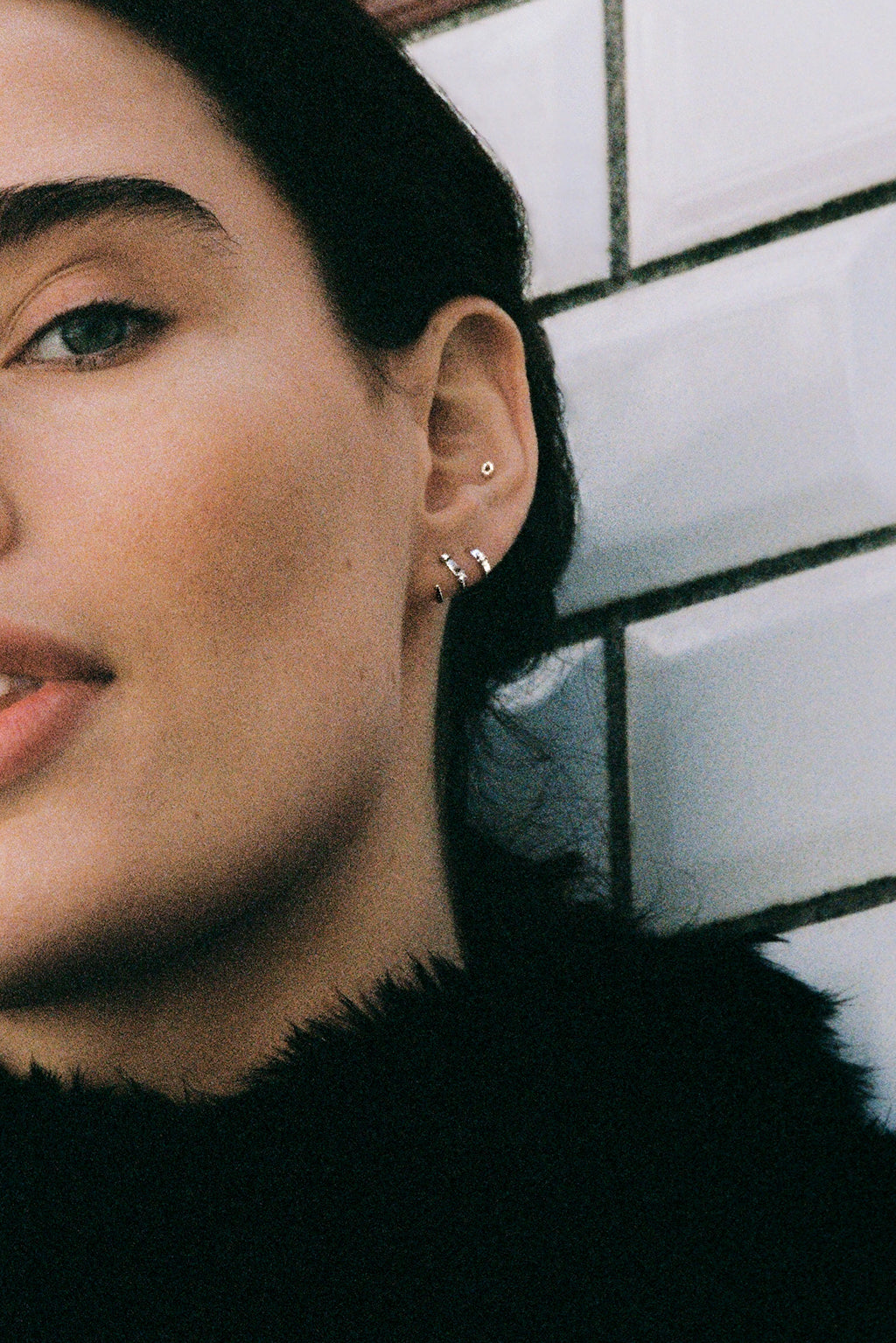 Double Tag Snake gold earring