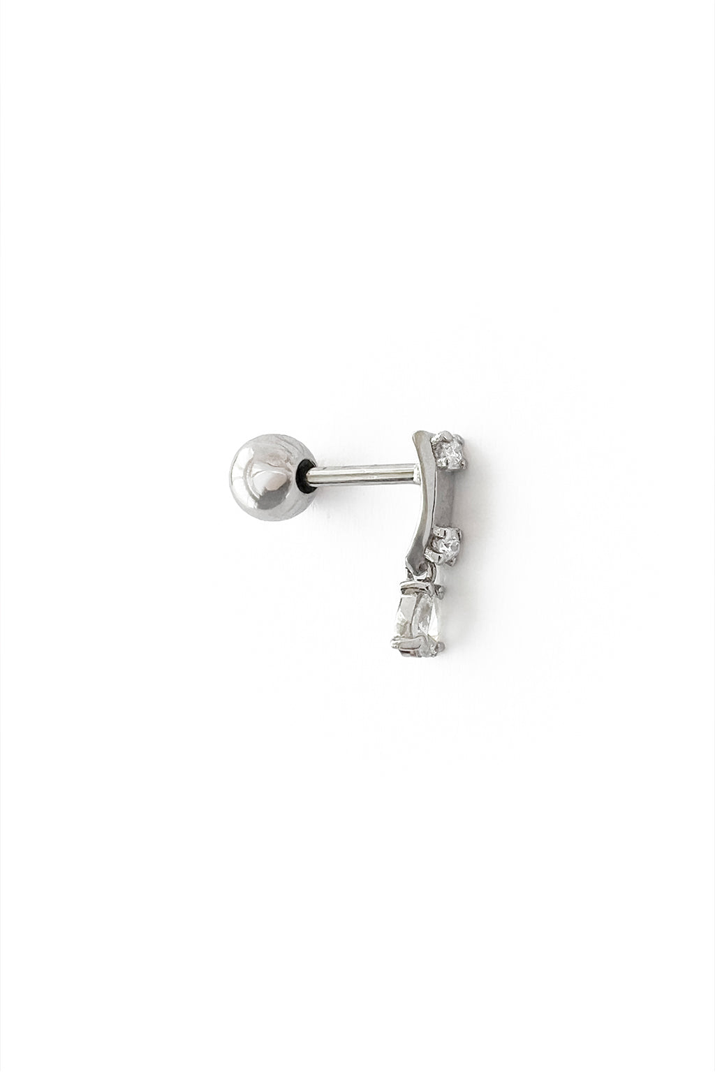 Two Tags Pear gold earring