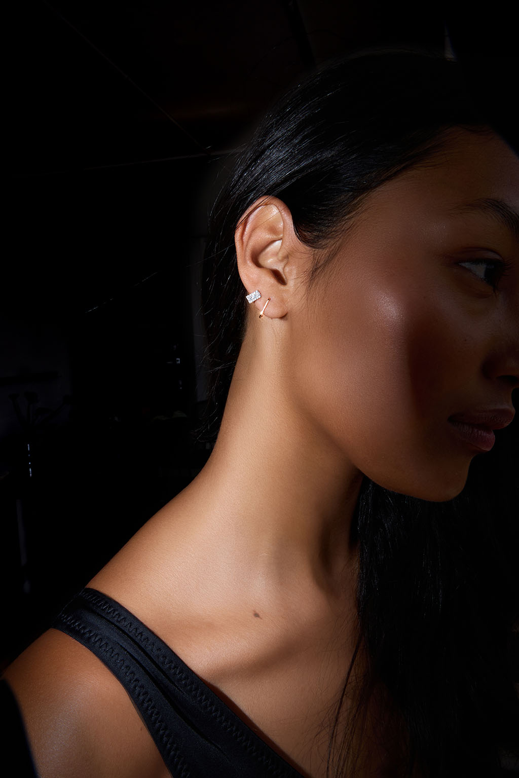 Pendiente Plaque diamonds de oro