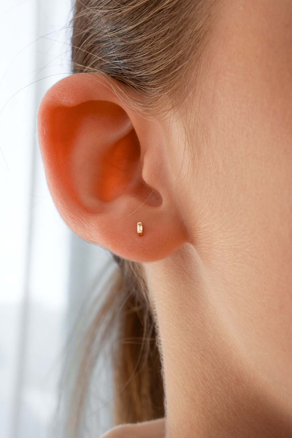 Baguette Gold and Diamond Baby Earrings