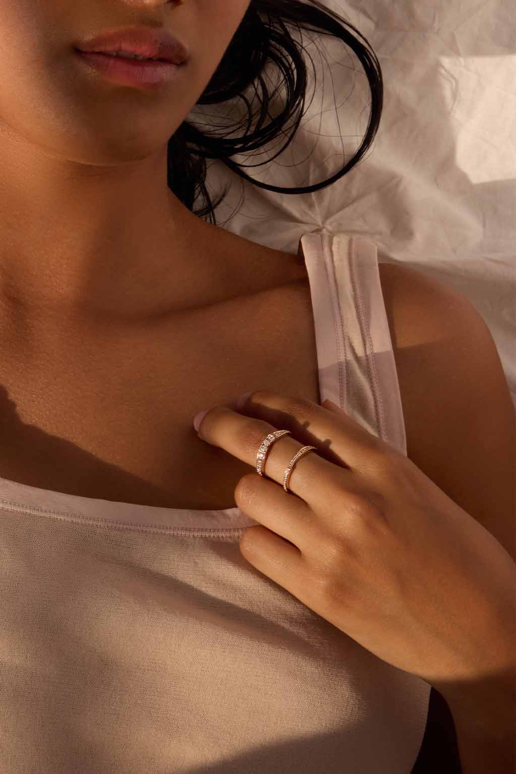 Diamonds 18k rose gold ring