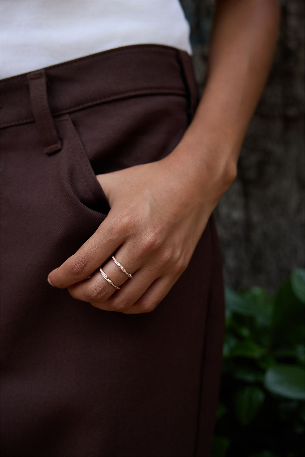 Double diamonds 18k rose gold ring