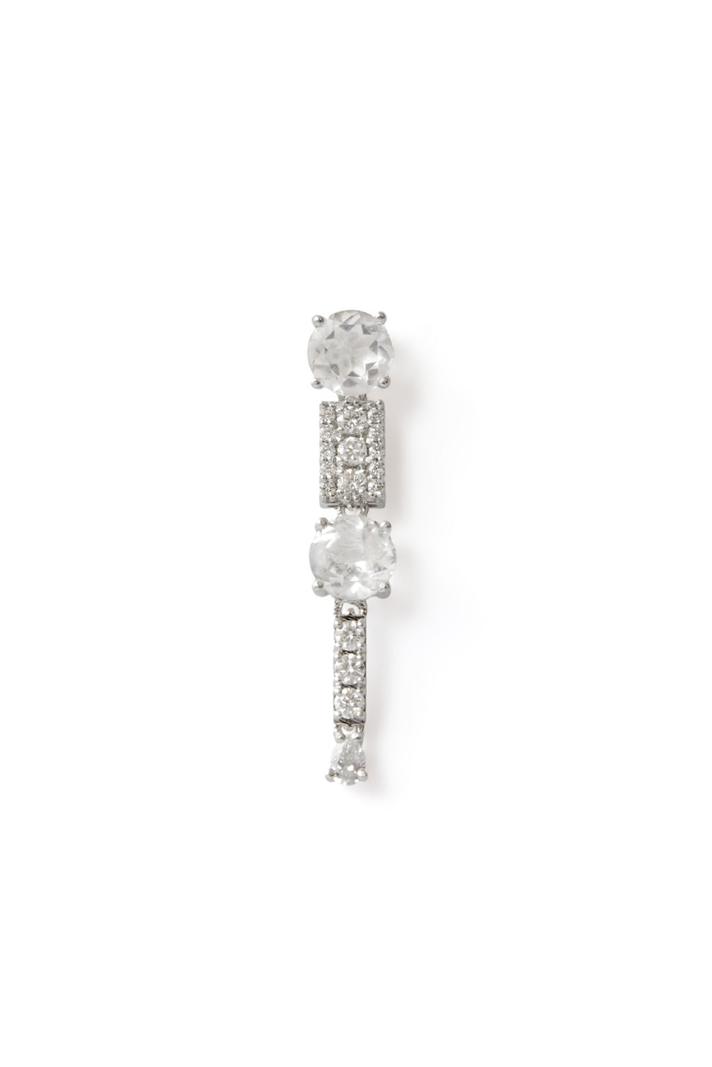 Topaz and Diamond Mobile earring in 18k white gold, with two topaz stones and diamonds designed by Sansoeurs.