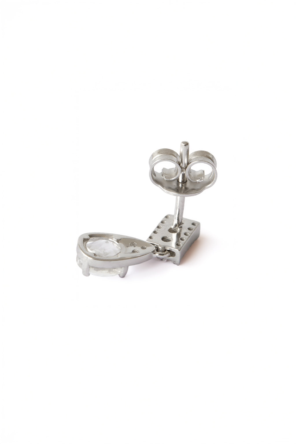 Topaz Small Drop Earring in 18k white gold with diamonds, featuring a 5 mm topaz, designed by Sansoeurs.
