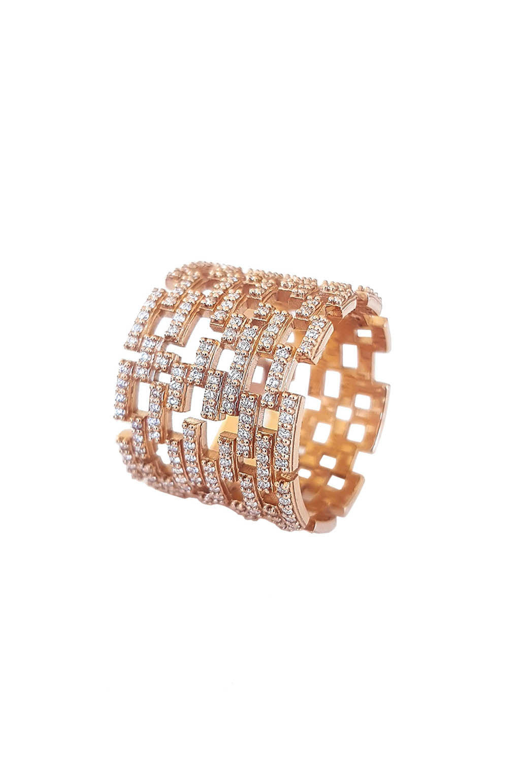 Brick diamonds gold ring