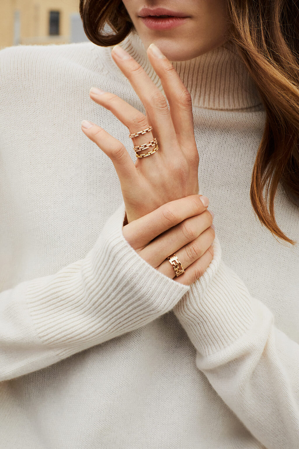 Bague Small Brick diamonds en or