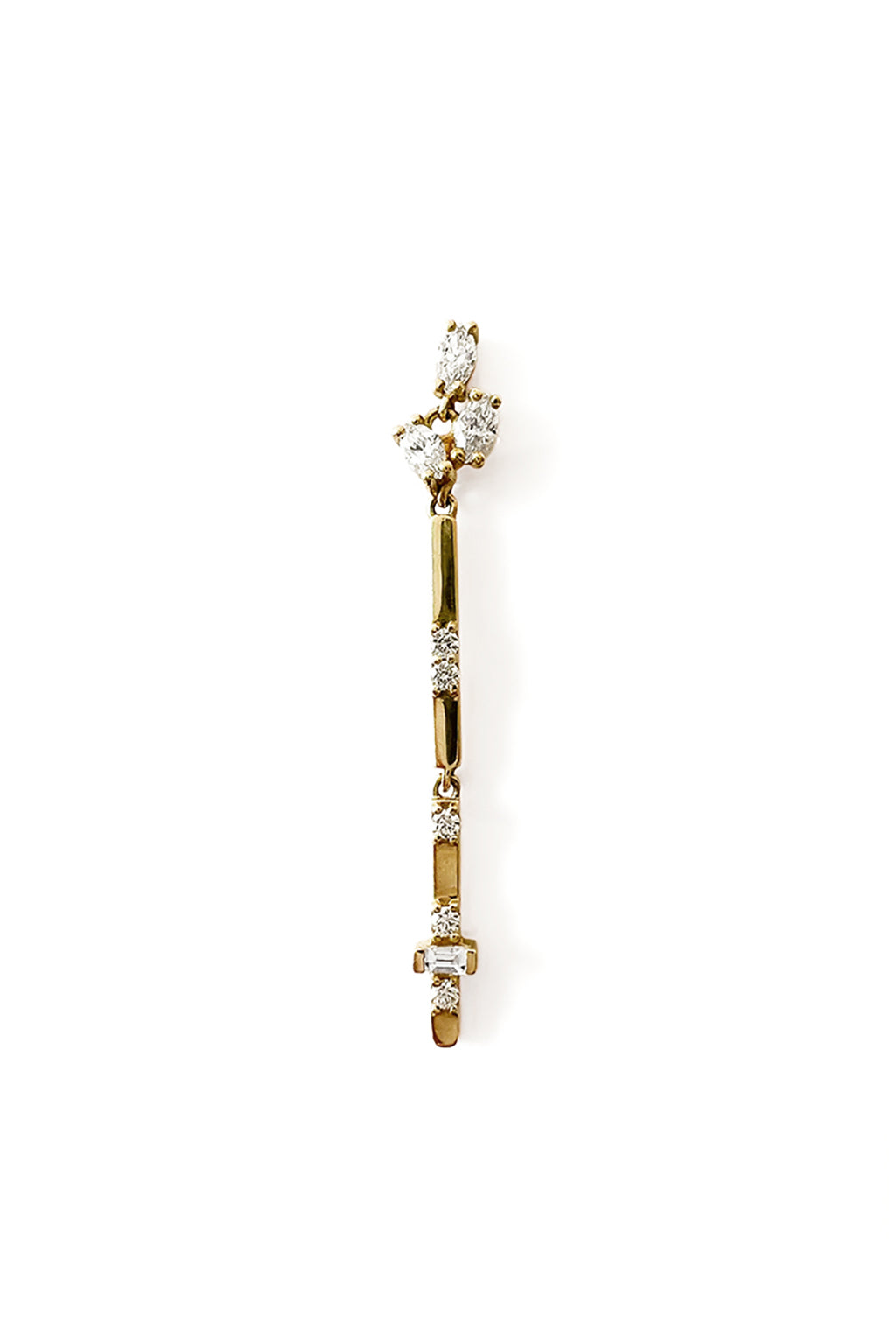 Pendiente Triple Marquise Sword de oro