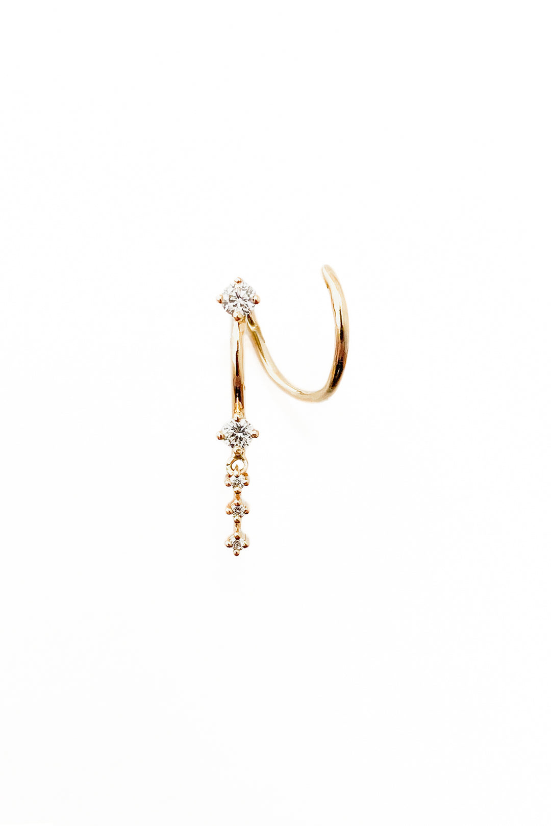Snake cascade diamonds gold earring