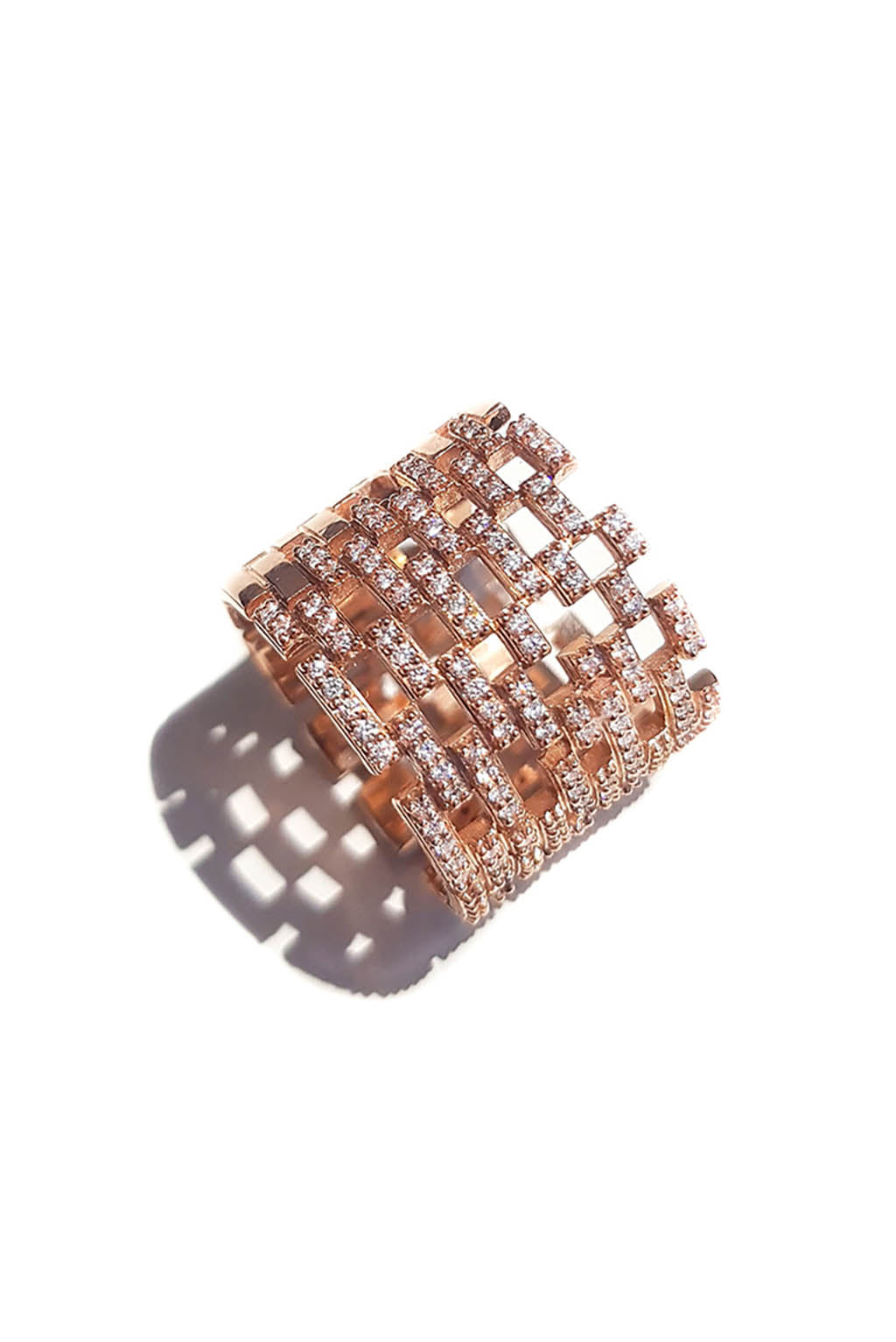 Brick diamonds gold ring