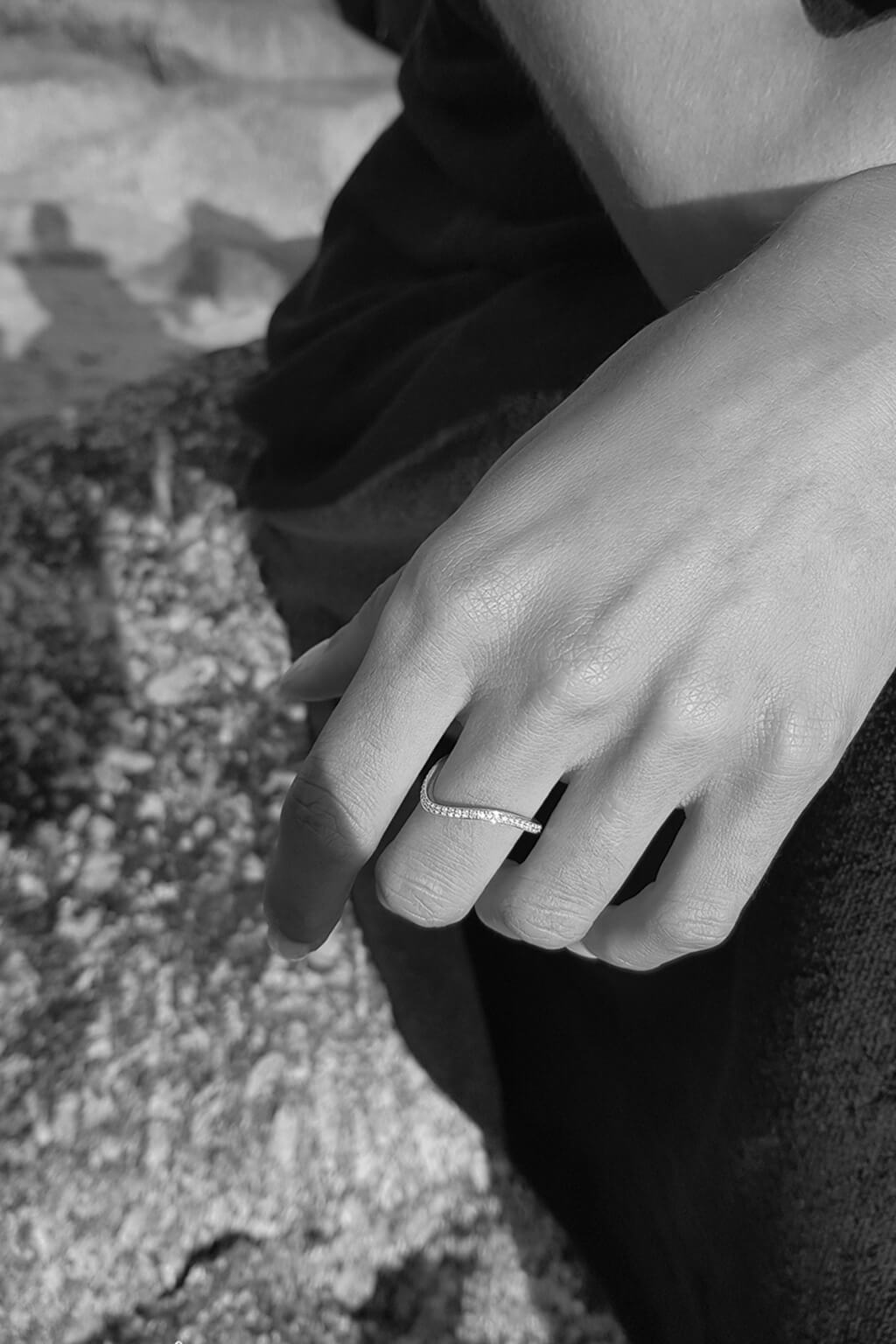 Bague Regular Wave diamonds en or