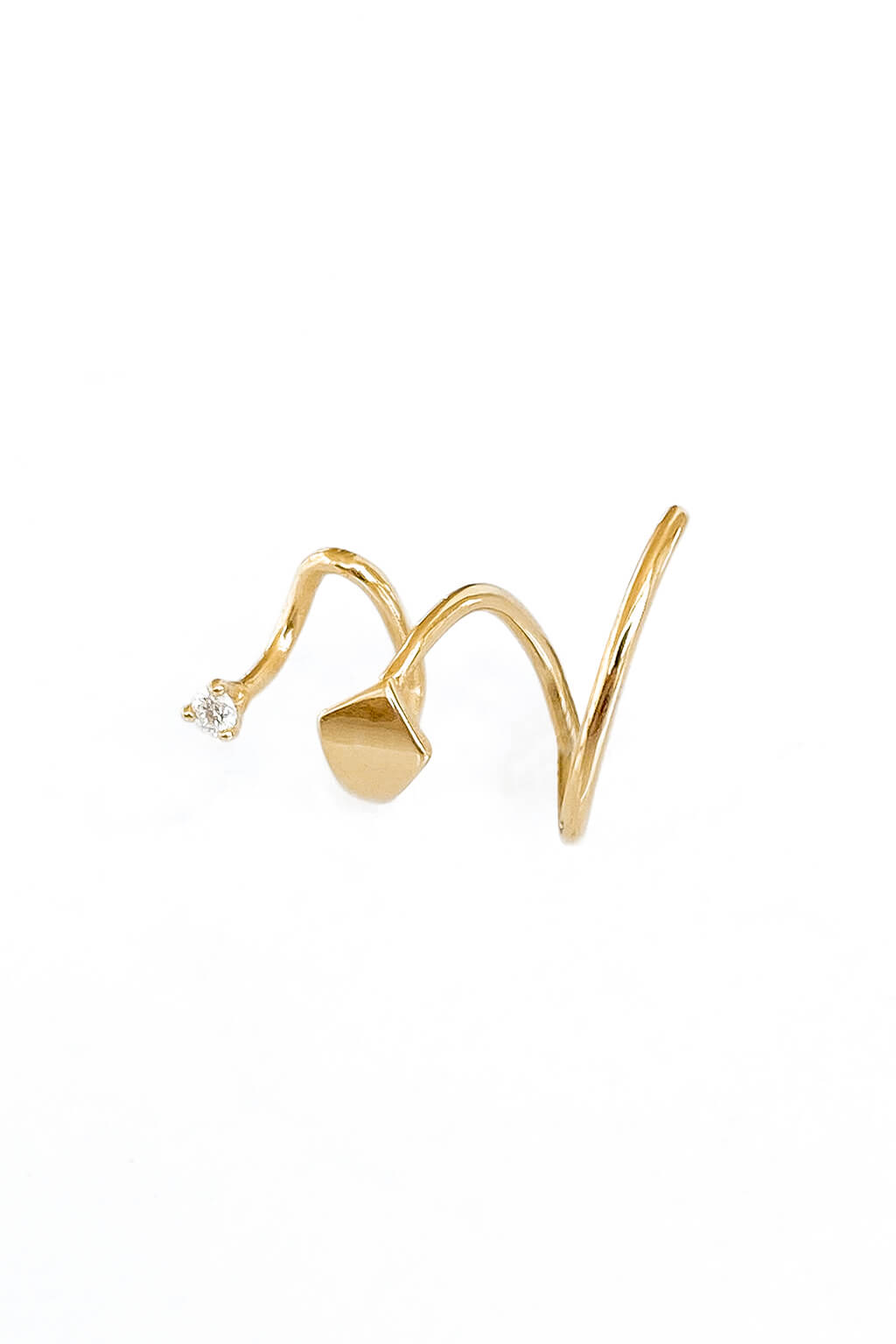 Long Snake Kite gold earring