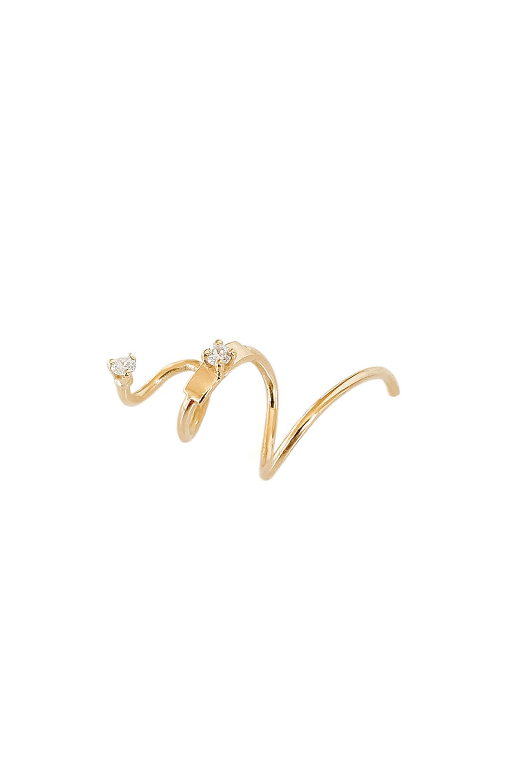 Long Snake diamonds gold earring