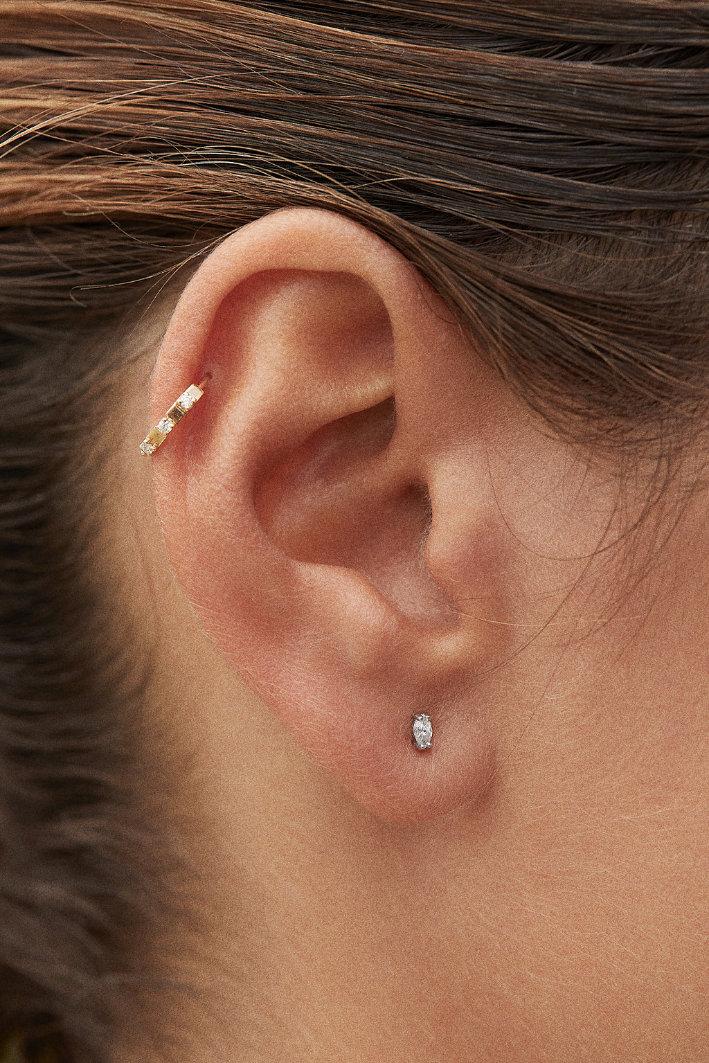 Simple Marquise gold stud