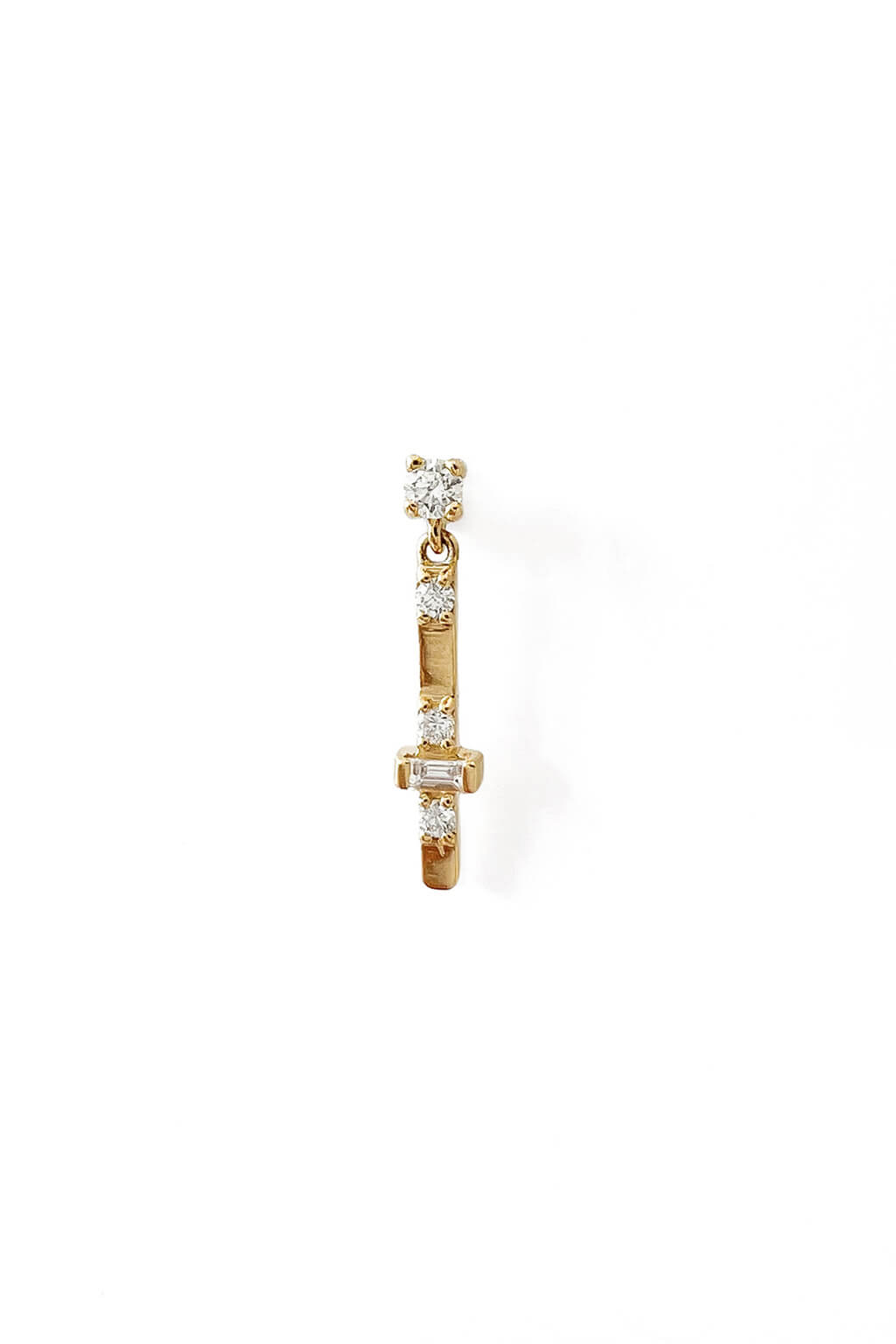 mini sword baguette gold earring