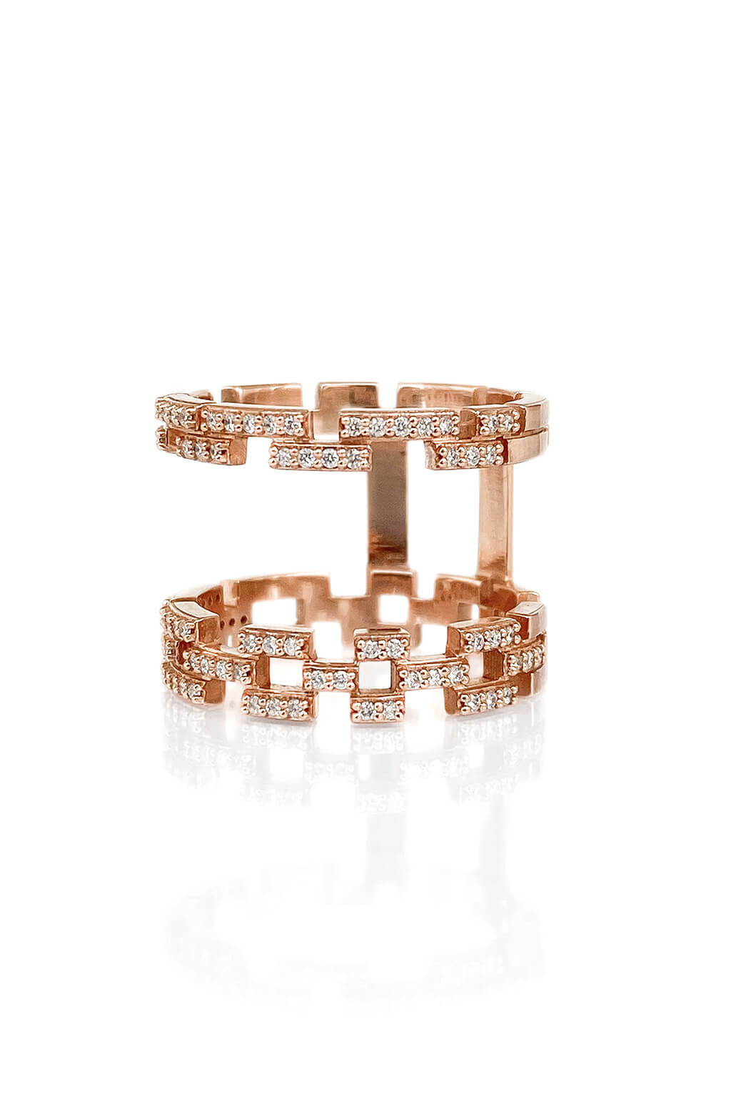 Detachable Brick diamonds gold ring