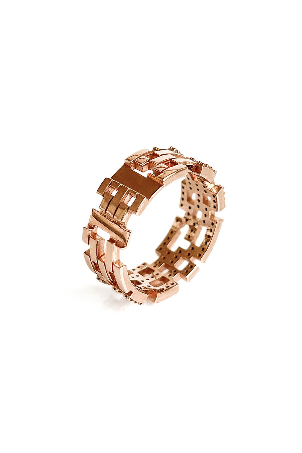 Detachable Brick diamonds gold ring