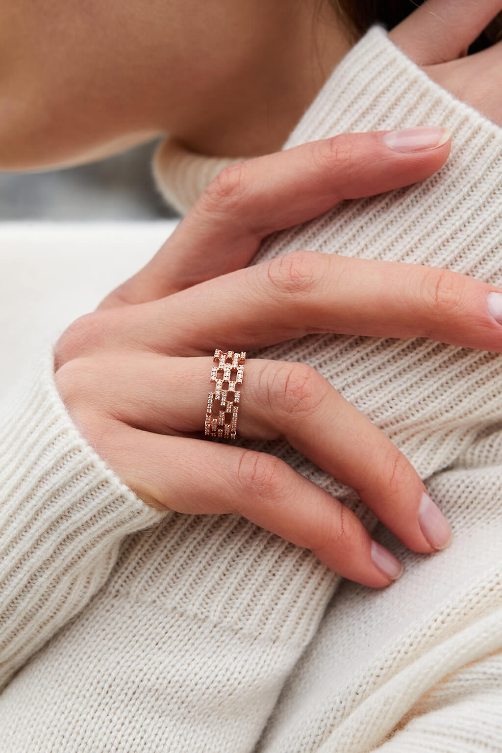 Anillo Middle Brick diamonds de oro