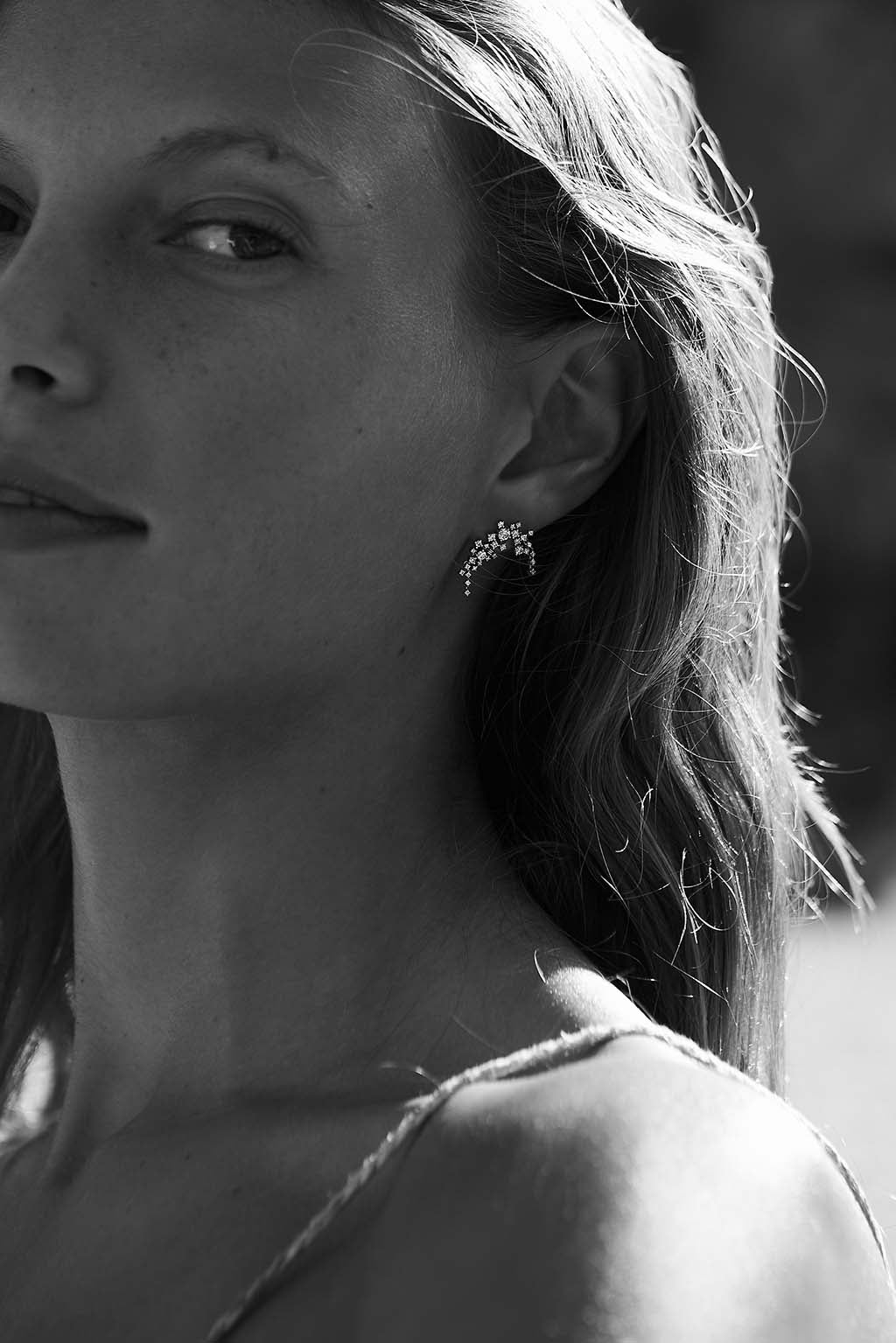 Boucle d'oreille Big Cascade diamonds en or