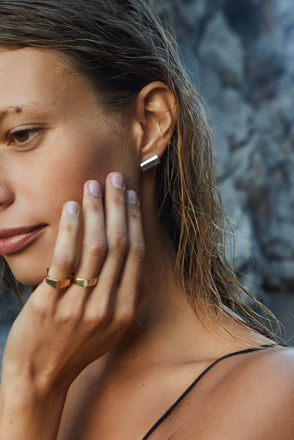 Boucle d'oreille Tube Classic en or