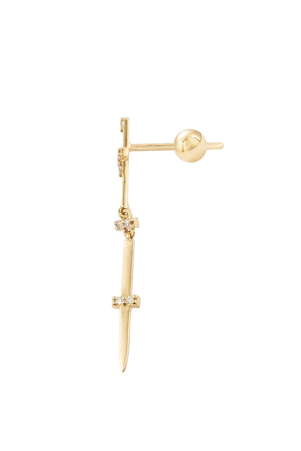 Sword yellow gold earring