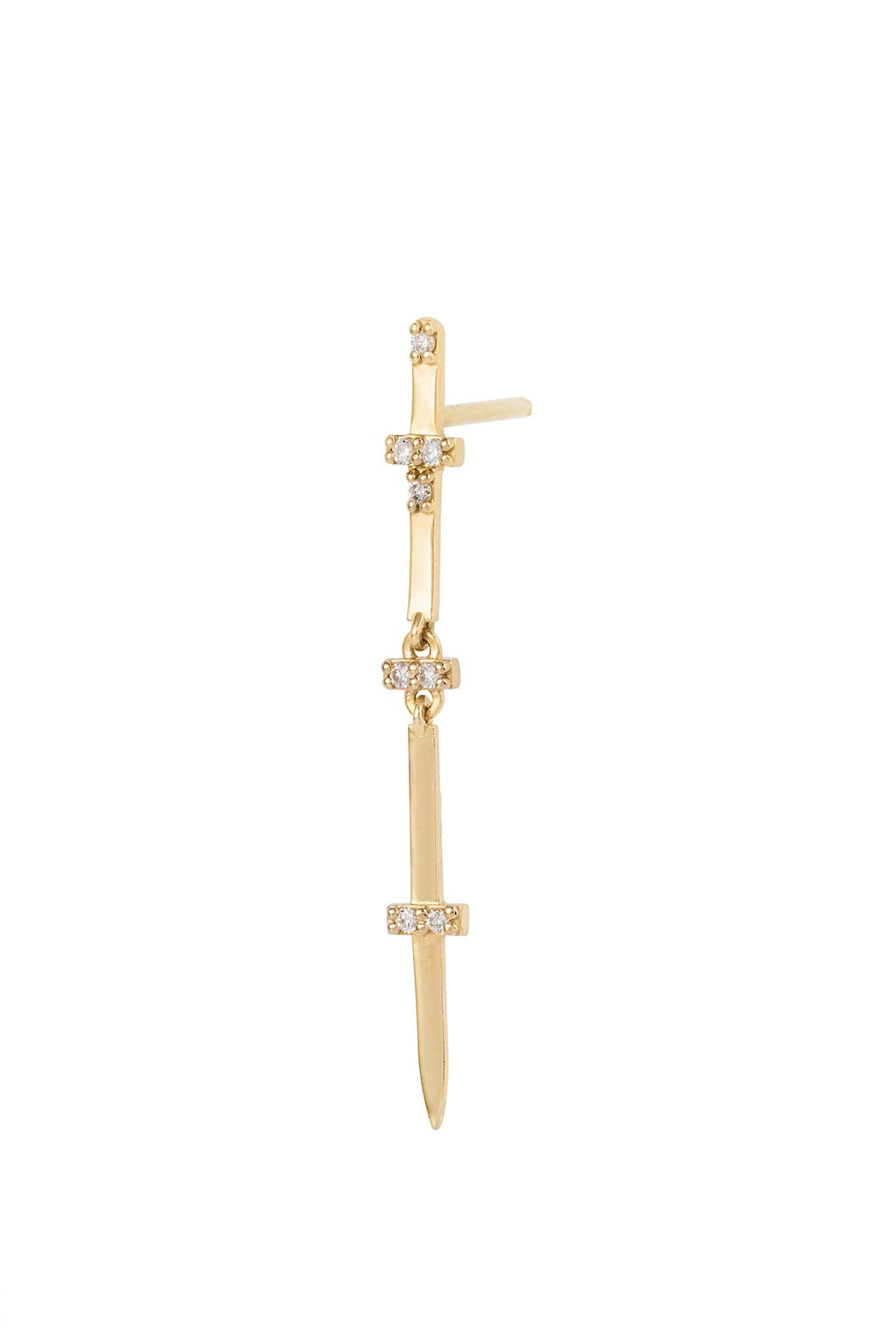 Sword yellow gold earring