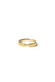 Gold dash line earring in 18k gold, small circular bangle with subtle narrowing in its shape. Designed by Sansoeurs.