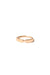 Gold dash line earring in 18k rose gold, small circular bangle with subtle narrowing in its shape. Designed by Sansoeurs.
