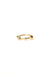18k yellow gold mini bangle earring with four sculpted spheres, seen from the front on a white background