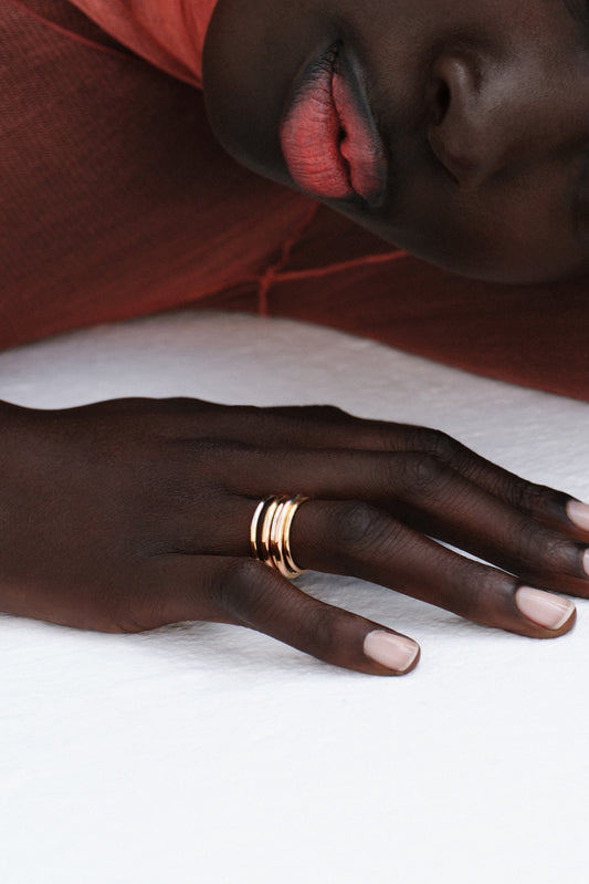 Rainbow 2 mm YRW gold ring