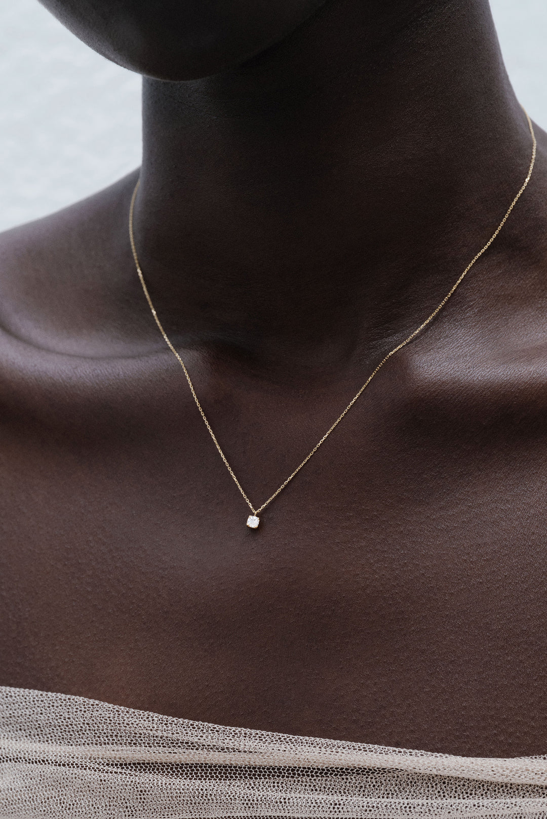 Box diamond gold necklace