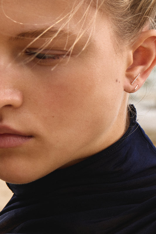 Double Line Diamonds gold earring