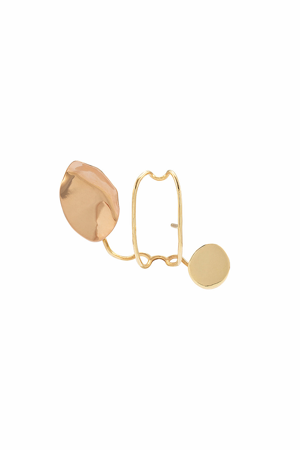 Double petal gold earring