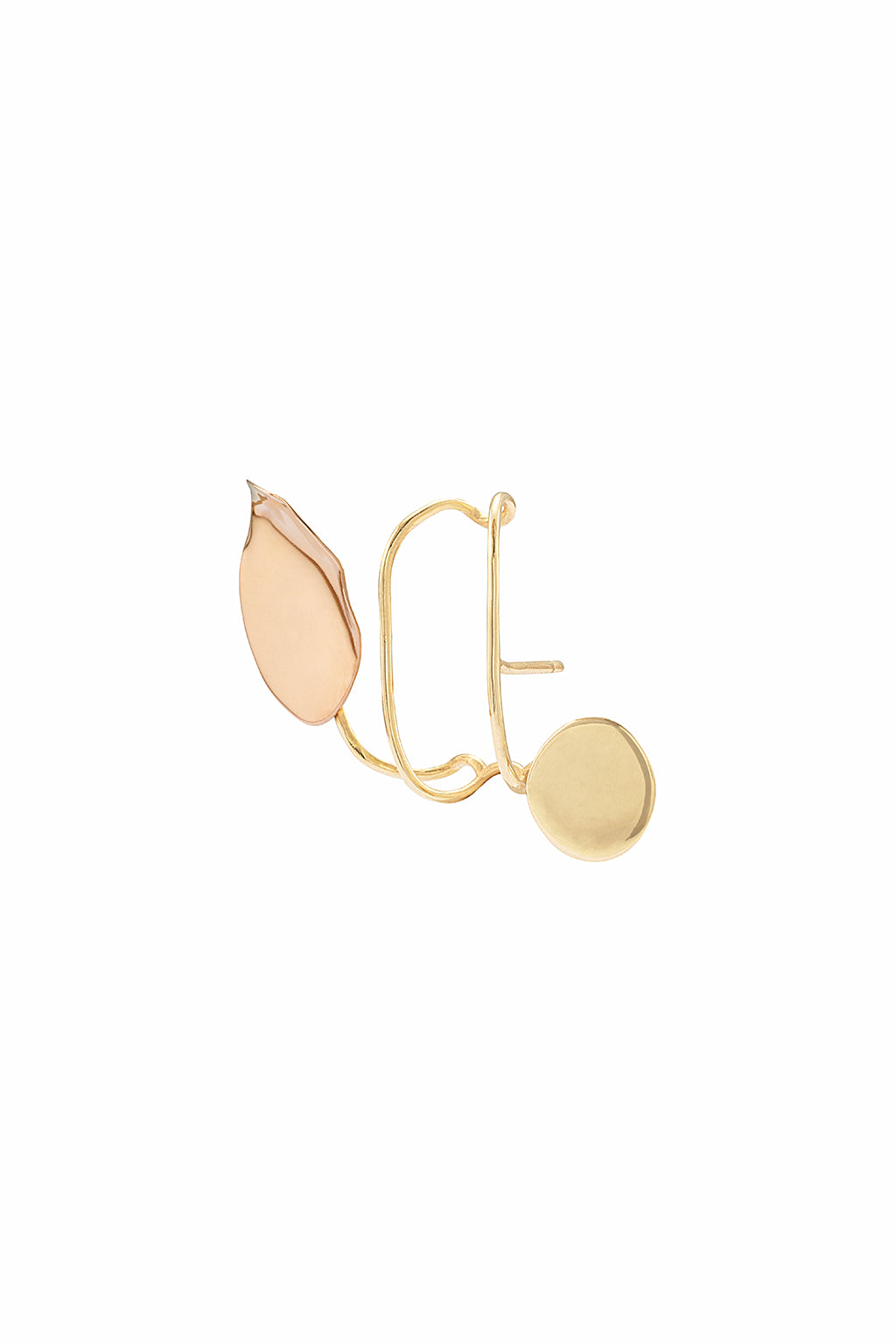 Double petal gold earring