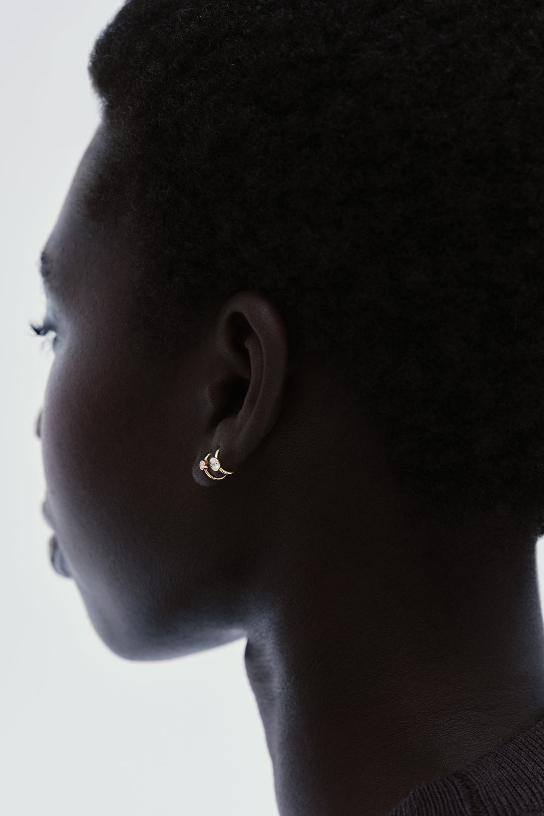 3 mm Eye diamond gold earring