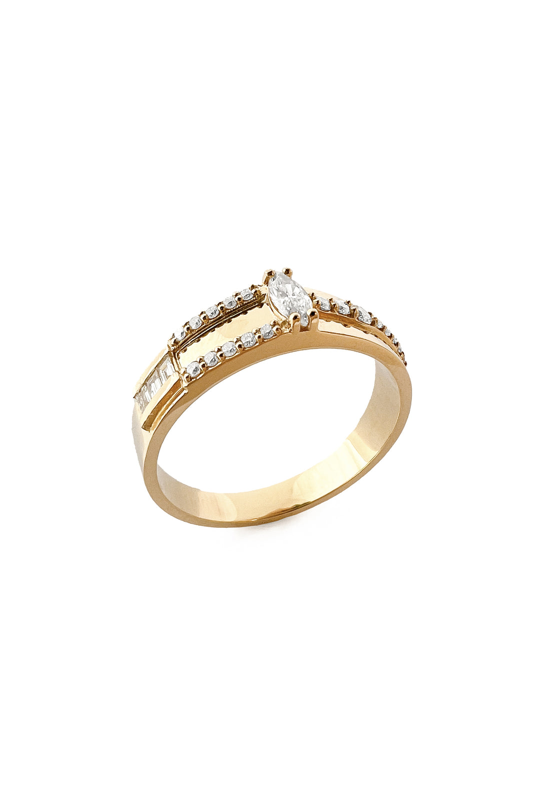 Anillo Band Mixed diamonds de oro