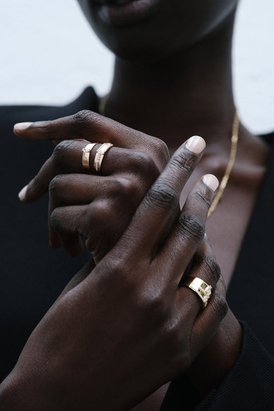 Band Mixed diamonds gold ring