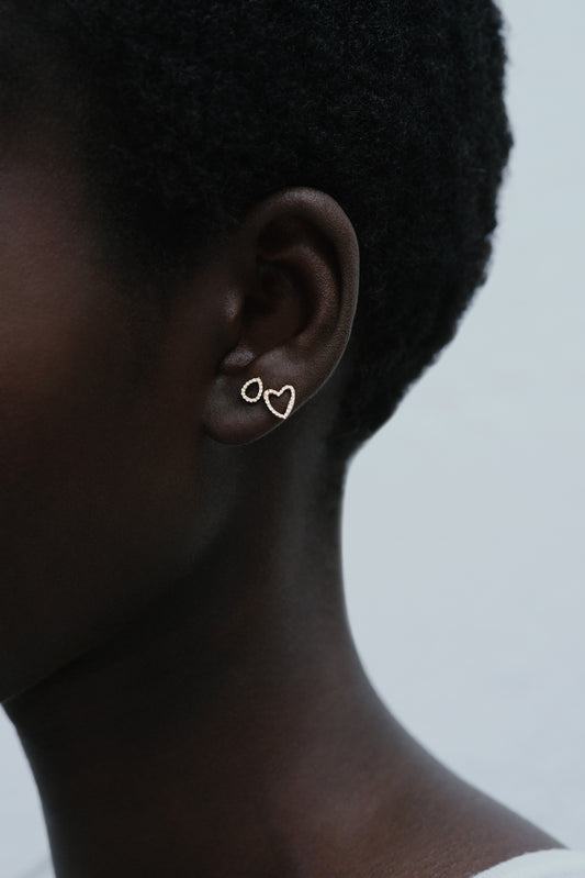 Small Bubble diamonds gold earring