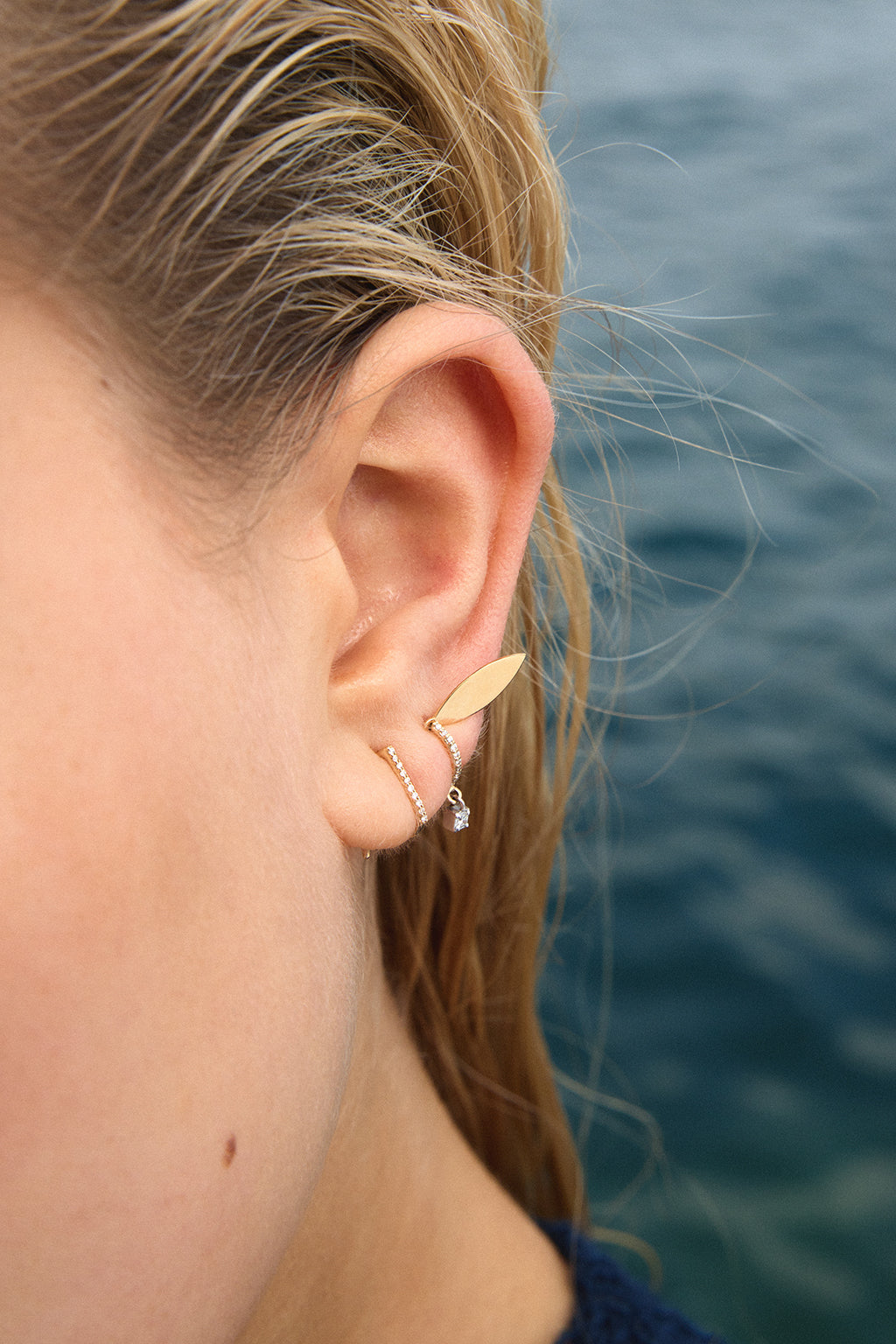 Stick Diamonds gold earring