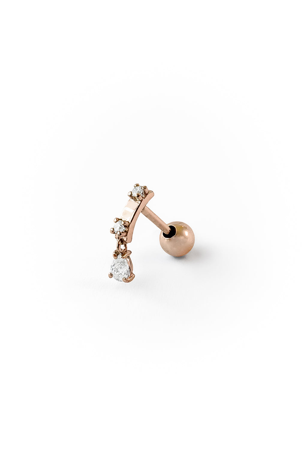 Two Tags Pear gold earring