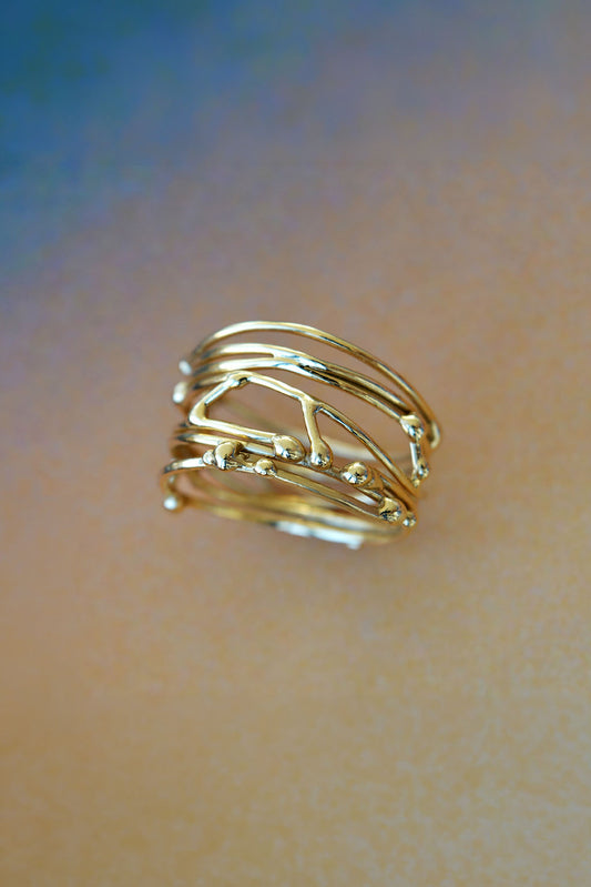 Root of gold III , Corona 14k gold rings