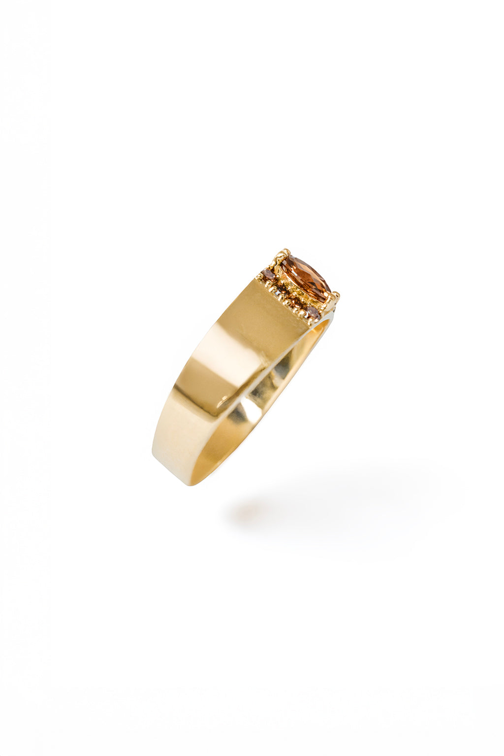 Marquise Brown Diamonds Band Ring in 18k yellow gold with brown diamonds, handcrafted by Sansoeurs.