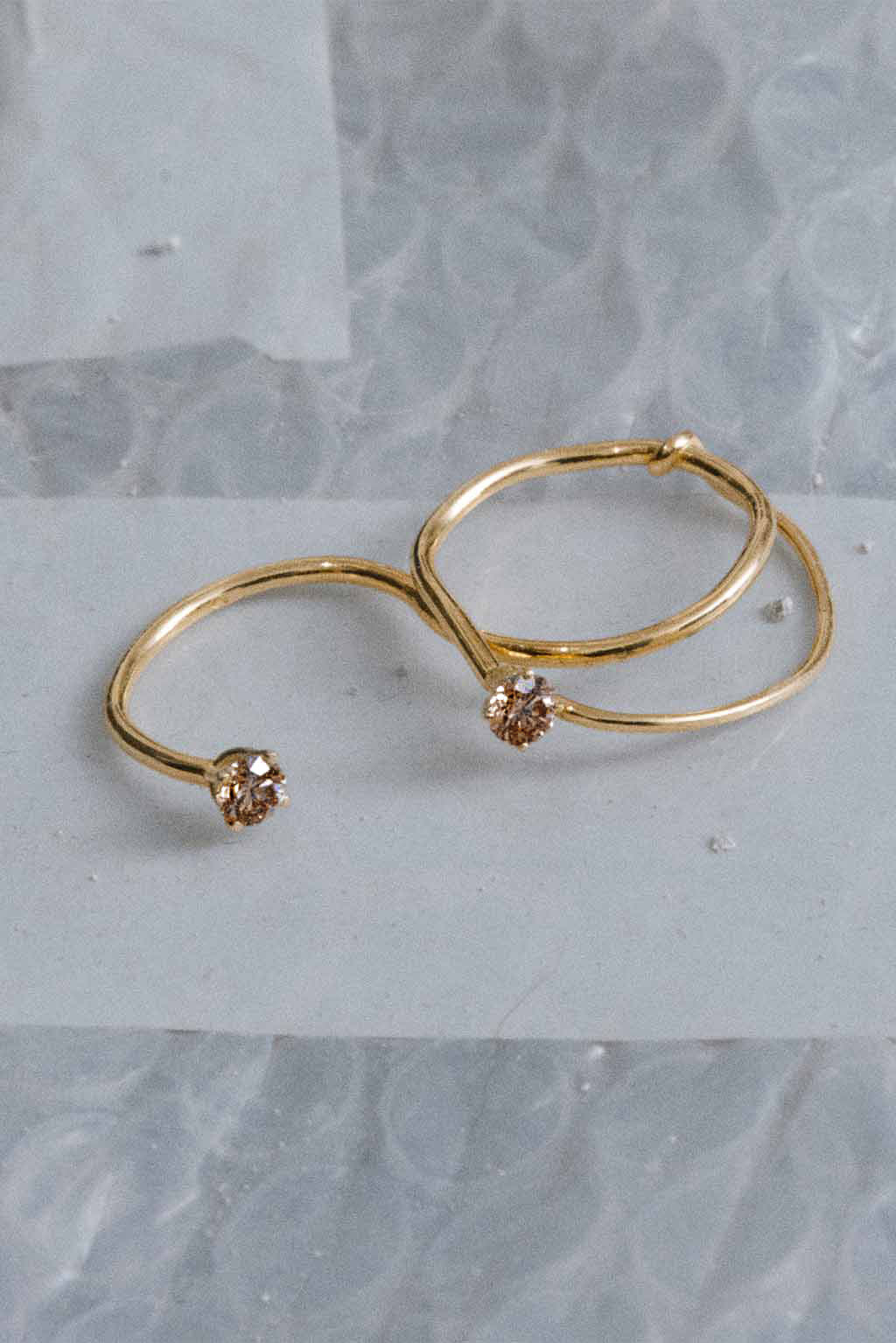 Double Miki Brown Diamonds Gold Ring