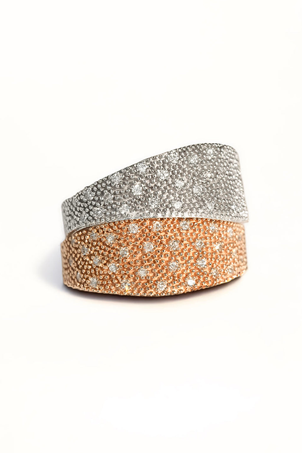 Irregular Full Band Diamonds Ring in 18k gold with diamonds, handcrafted by Sansoeurs.