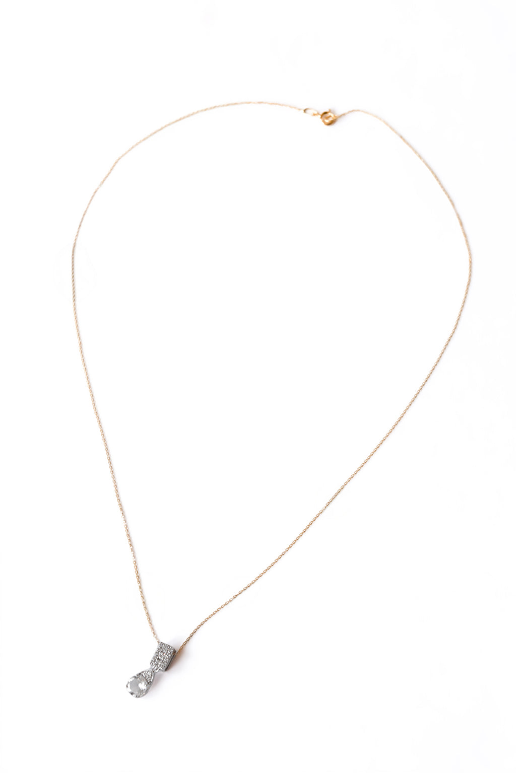 Wife Topaz Pendant in white 18k gold with diamonds and pear-shaped topaz, handcrafted by Sansoeurs.