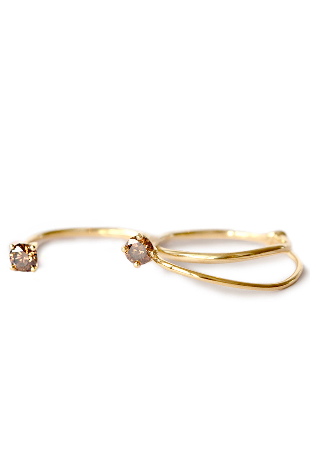 Double Miki Brown Diamonds Gold Ring
