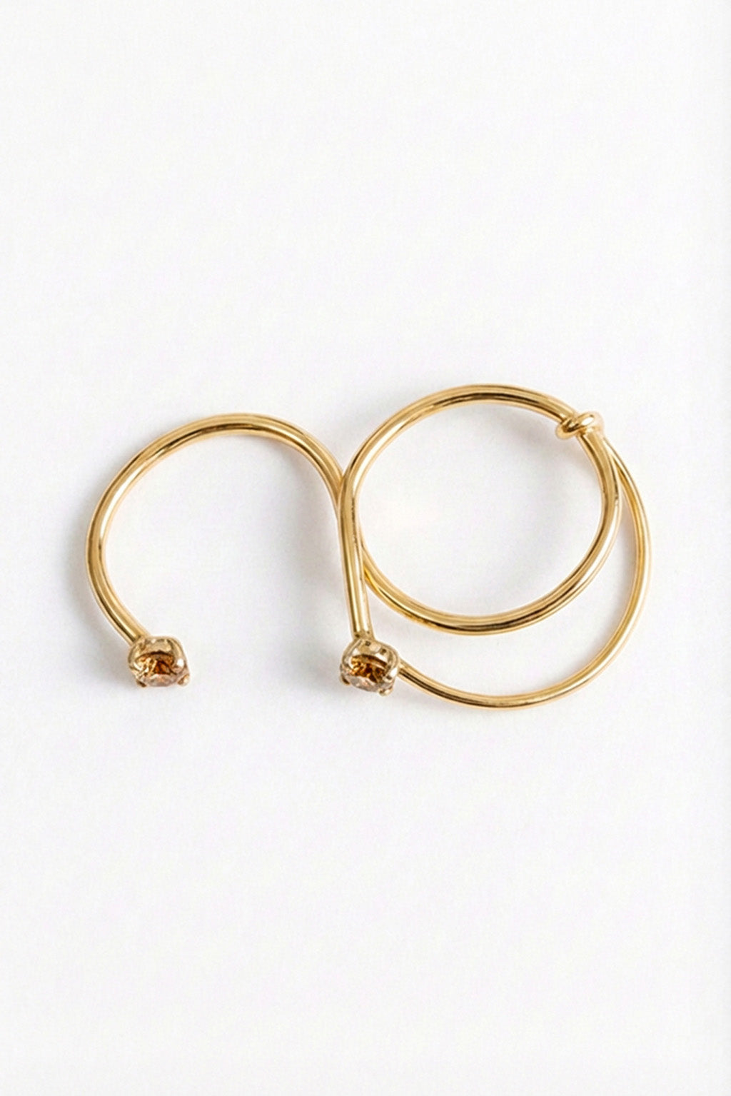 Double Miki Brown Diamonds Gold Ring in 18k yellow gold with brown diamonds, designed by Sansoeurs.